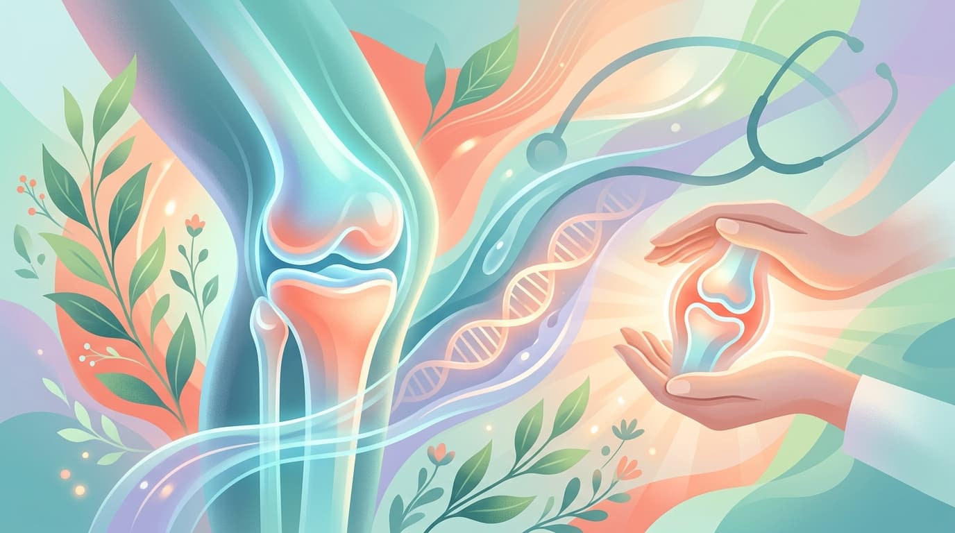 Arthritis joint health illustration with medical wellness symbols
